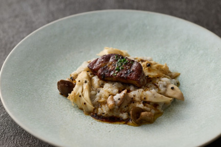 フォワグラのポワレとトリュフ風味のリゾット