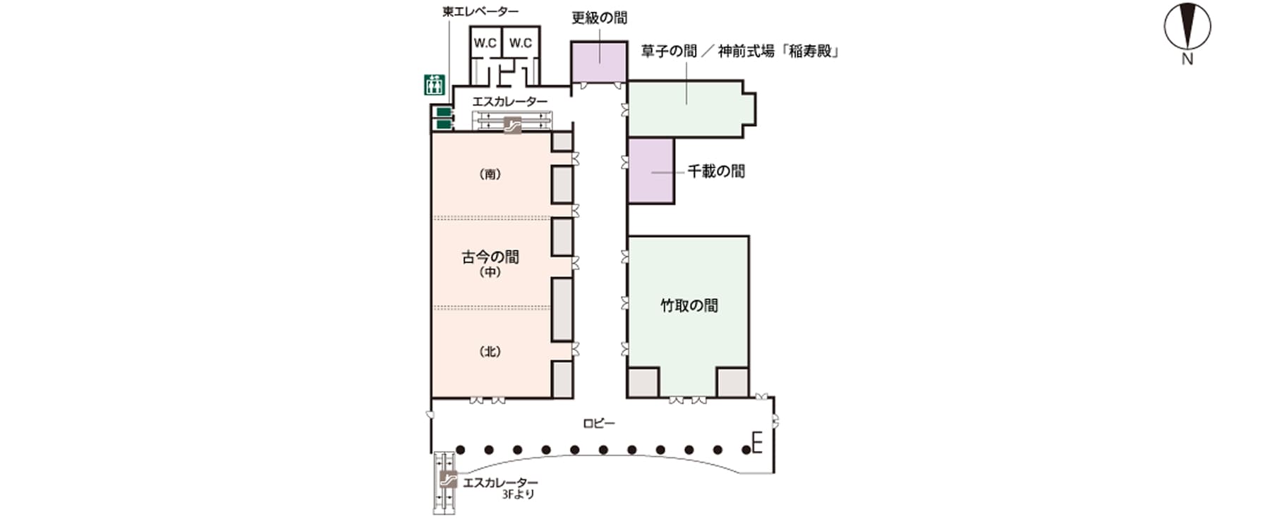 ホテルグランヴィア京都5階のフロアマップ。宴会場や会議室が複数配置されています。