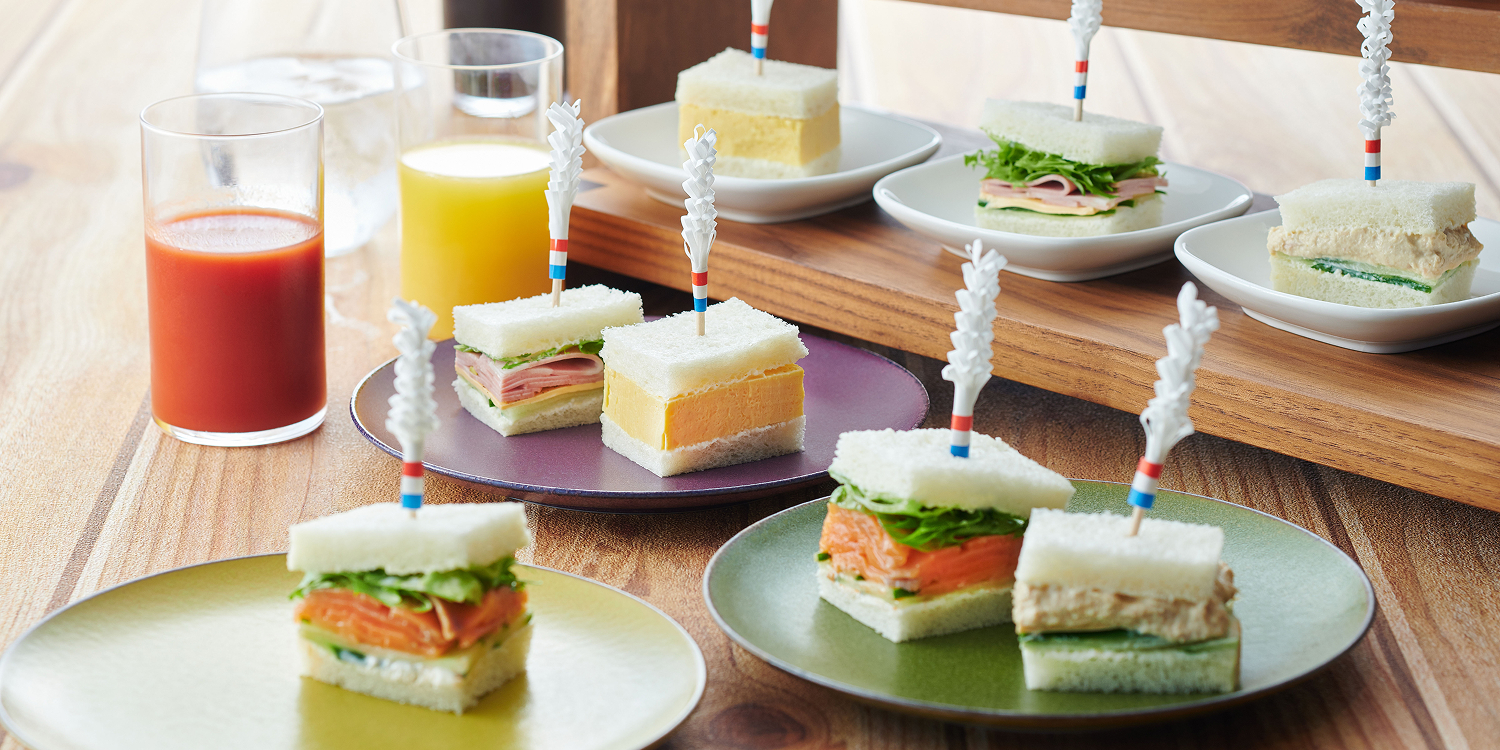 食べやすいサイズにカットされたサンドイッチ。