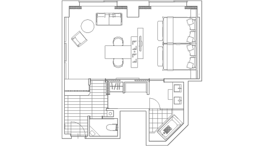 グランヴィアセミスイートツインプレミアムの間取り図